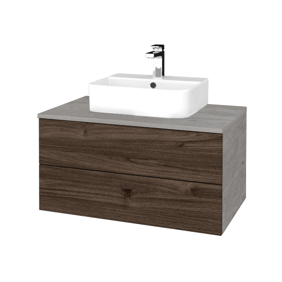 Umyvadlová skříňka MODULE SZZ2 80 umyvadlo Joy 3 - D01 Beton - D25 Teak - Ne