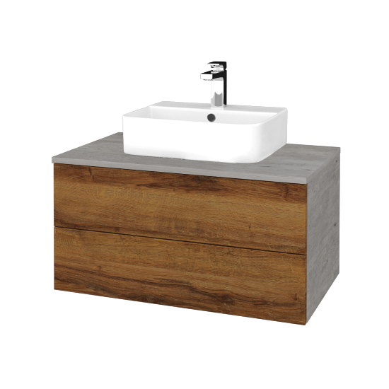 Umyvadlová skříňka MODULE SZZ2 80 umyvadlo Joy 3 - D01 Beton - D27 Cognac - Ne