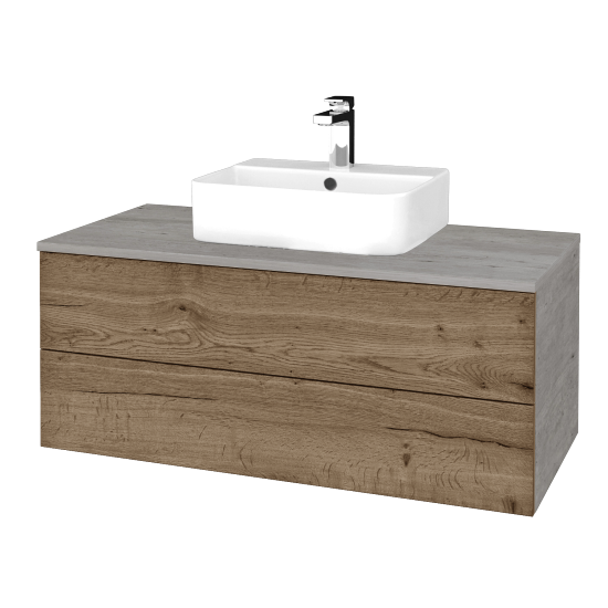 Umyvadlová skříňka MODULE SZZ2 100 umyvadlo Joy 3 - D01 Beton - D21 Tobacco - Ne