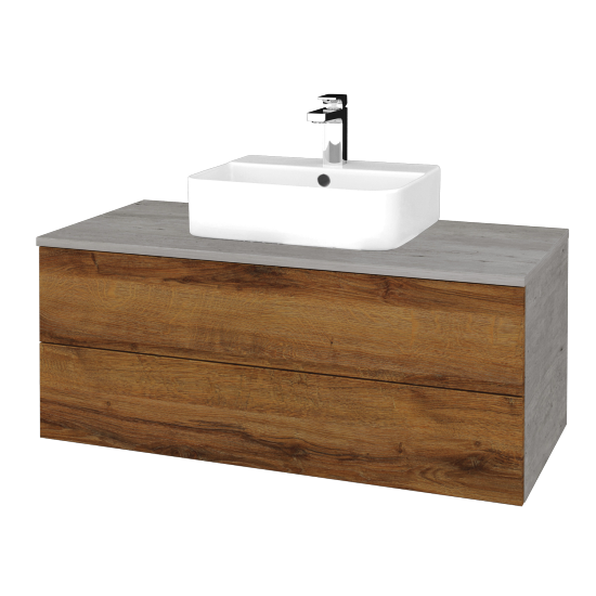 Umyvadlová skříňka MODULE SZZ2 100 umyvadlo Joy 3 - D01 Beton - D27 Cognac - Ne