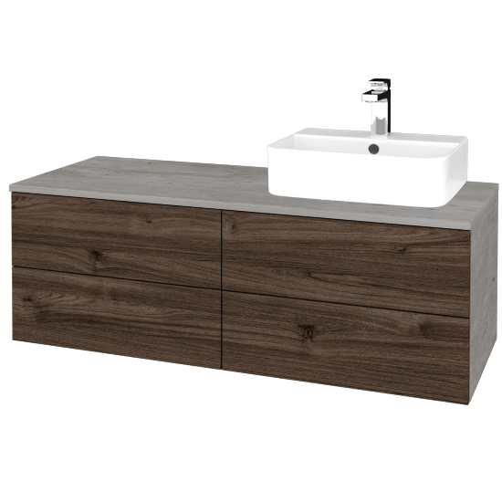 Umyvadlová skříňka MODULE SZZ4 120 umyvadlo Joy 3 - D01 Beton - D25 Teak - Levé - Ne