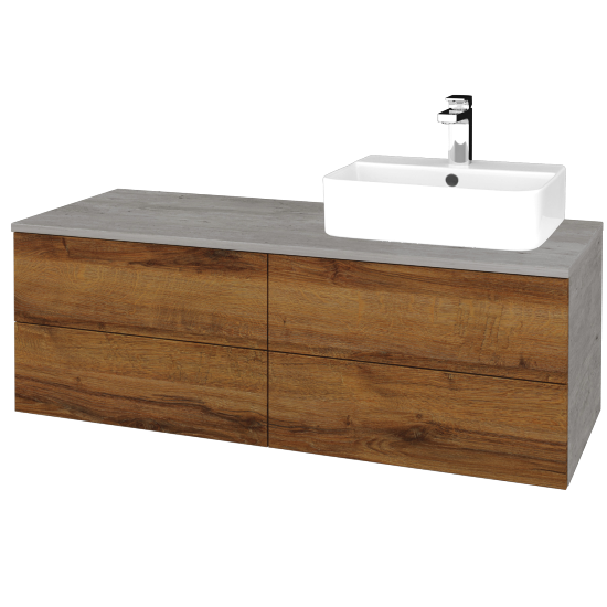 Umyvadlová skříňka MODULE SZZ4 120 umyvadlo Joy 3 - D01 Beton - D27 Cognac - Levé - Ne