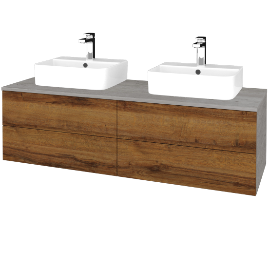 Umyvadlová skříňka MODULE SZZ4 140 umyvadlo Joy 3 - D01 Beton - D27 Cognac - Ne