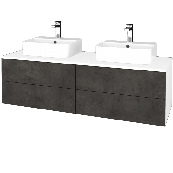 Umyvadlová skříňka MODULE SZZ4 140 umyvadlo Joy 3 - N01 Bílá lesk - D16 Beton tmavý - Ne