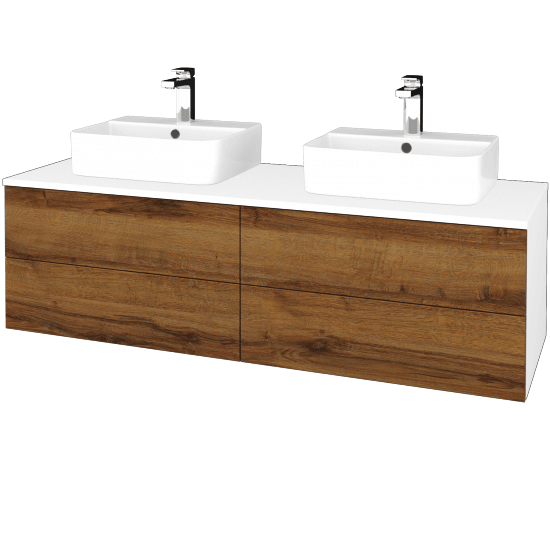Umyvadlová skříňka MODULE SZZ4 140 umyvadlo Joy 3 - N01 Bílá lesk - D27 Cognac - Ne