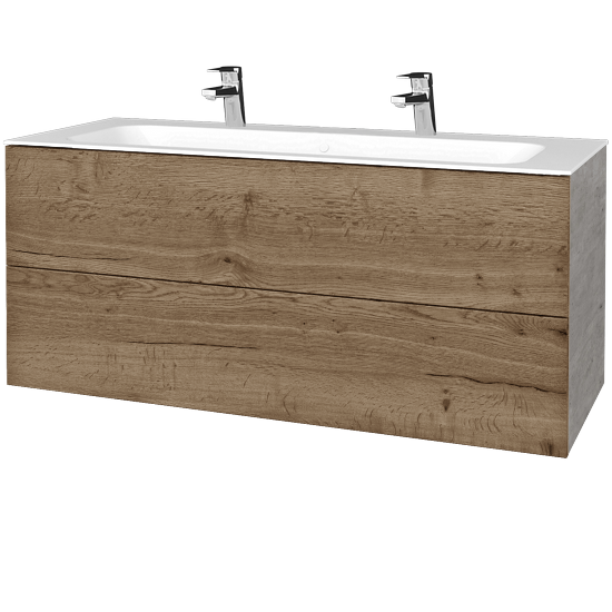 Umyvadlová skříňka VARIANTE SZZ2 120 pro umyvadlo Finion se 2 otvory pro baterii - D01 Beton - D21 Tobacco