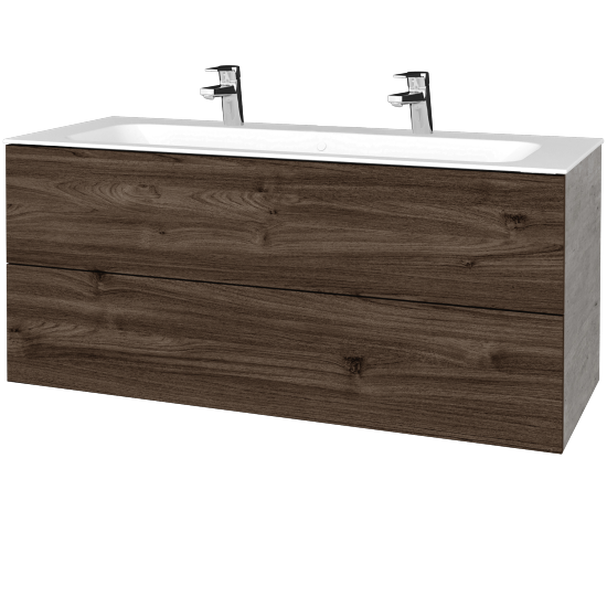 Umyvadlová skříňka VARIANTE SZZ2 120 pro umyvadlo Finion se 2 otvory pro baterii - D01 Beton - D25 Teak