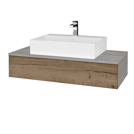 Koupelnová skříňka MODULE SZZ 100 umyvadlo Kube - D01 Beton - D21 Tobacco - Ne