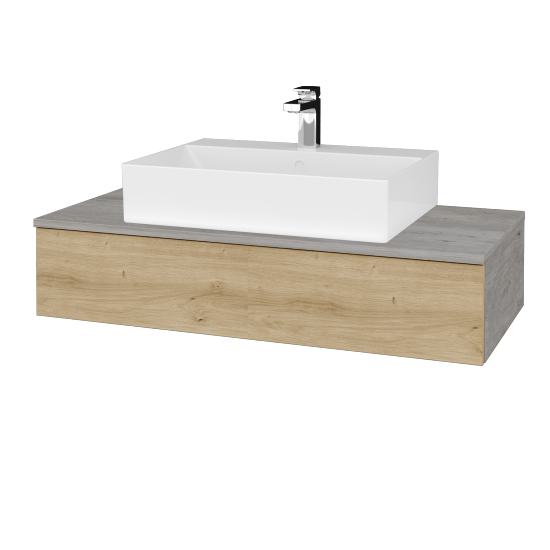 Koupelnová skříňka MODULE SZZ 100 umyvadlo Kube - D01 Beton - D22 Karamel - Ne