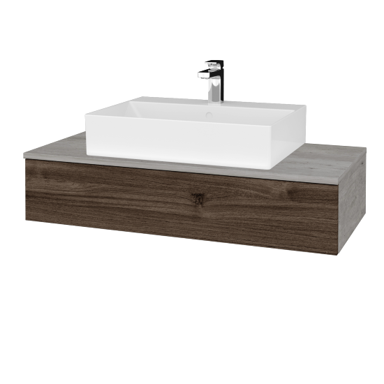 Koupelnová skříňka MODULE SZZ 100 umyvadlo Kube - D01 Beton - D25 Teak - Ne
