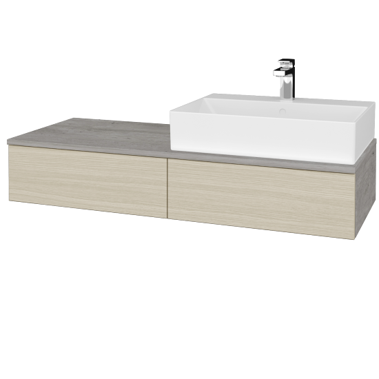 Umyvadlová skříňka MODULE SZZ2 120 umyvadlo Kube - D01 Beton - D04 Dub - Levé - Ne