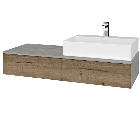 Umyvadlová skříňka MODULE SZZ2 120 umyvadlo Kube - D01 Beton - D21 Tobacco - Levé - Ne