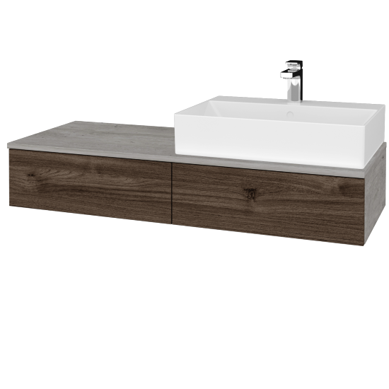 Umyvadlová skříňka MODULE SZZ2 120 umyvadlo Kube - D01 Beton - D25 Teak - Levé - Ne
