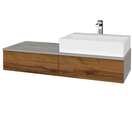 Umyvadlová skříňka MODULE SZZ2 120 umyvadlo Kube - D01 Beton - D27 Cognac - Levé - Ne