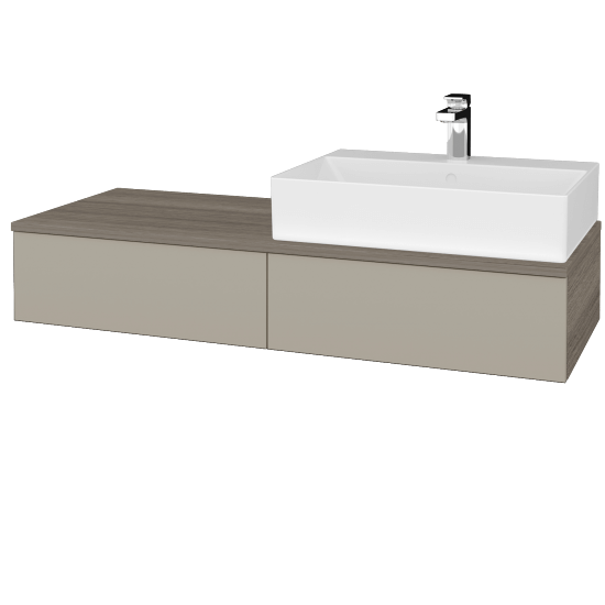 Waschtischunterschrank JOCKAM SZZ2 120 (mit Waschtisch Kube)  - D03 Cafe - L04 Taupe Lack Hochglanz - Links - Nein