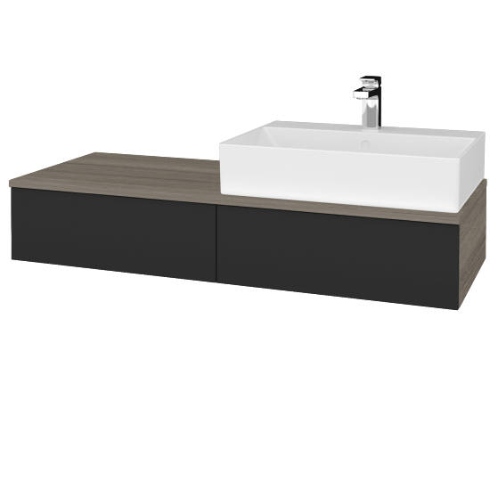 Umyvadlová skříňka MODULE SZZ2 120 umyvadlo Kube - D03 Cafe - N03 Graphite - Levé - Ne