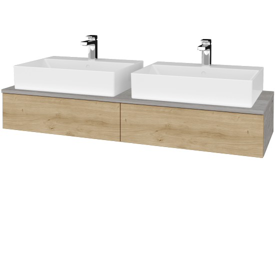 Umyvadlová skříňka MODULE SZZ2 140 umyvadlo Kube - D01 Beton - D22 Karamel - Ne