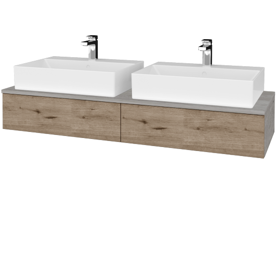Umyvadlová skříňka MODULE SZZ2 140 umyvadlo Kube - D01 Beton - D23 Herkules - Ne