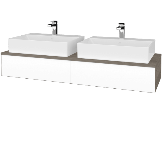 Umyvadlová skříňka MODULE SZZ2 140 umyvadlo Kube - D03 Cafe - L01 Bílá vysoký lesk - Ne