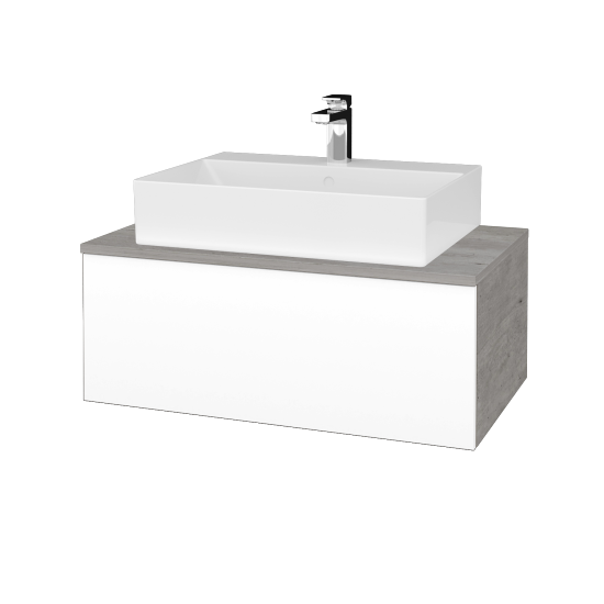 Umyvadlová skříňka MODULE SZZ1 80 umyvadlo Kube - D01 Beton - M01 Bílá mat - Ne