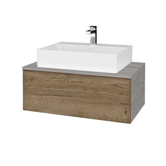 Umyvadlová skříňka MODULE SZZ1 80 umyvadlo Kube - D01 Beton - D21 Tobacco - Ne