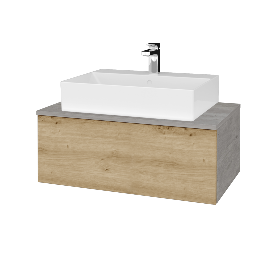 Umyvadlová skříňka MODULE SZZ1 80 umyvadlo Kube - D01 Beton - D22 Karamel - Ne