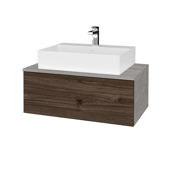 Umyvadlová skříňka MODULE SZZ1 80 umyvadlo Kube - D01 Beton - D25 Teak - Ne