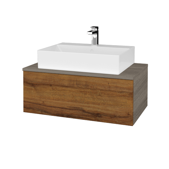 Umyvadlová skříňka MODULE SZZ1 80 umyvadlo Kube - D03 Cafe - D27 Cognac - Ne