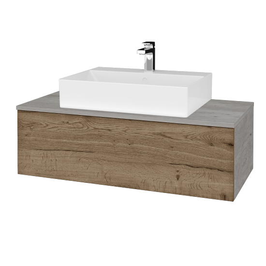 Koupelnová skříňka MODULE SZZ1 100 umyvadlo Kube - D01 Beton - D21 Tobacco - Ne