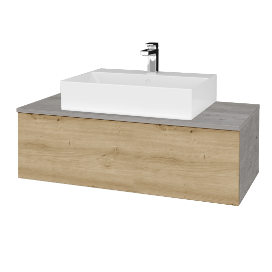 Koupelnová skříňka MODULE SZZ1 100 umyvadlo Kube - D01 Beton - D22 Karamel - Ne