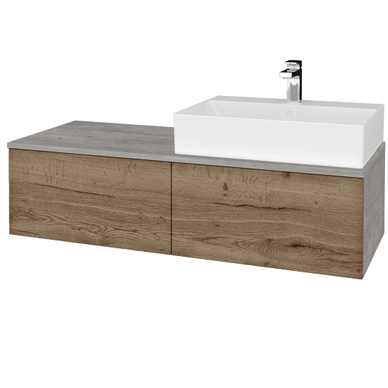 Umyvadlová skříňka MODULE SZZ12 120 umyvadlo Kube - D01 Beton - D21 Tobacco - Levé - Ne