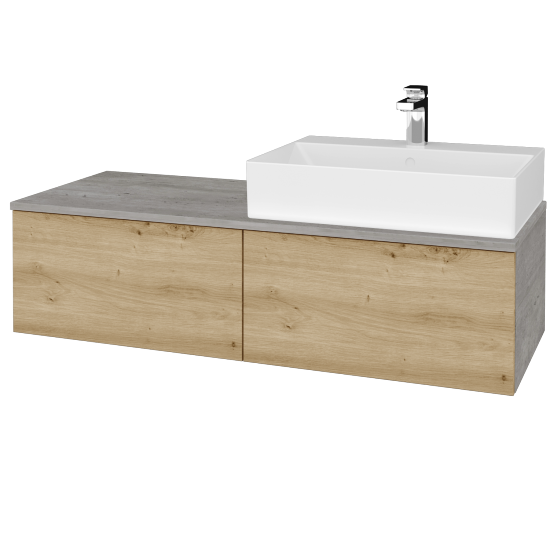 Umyvadlová skříňka MODULE SZZ12 120 umyvadlo Kube - D01 Beton - D22 Karamel - Levé - Ne
