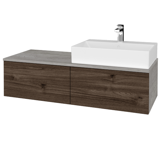 Umyvadlová skříňka MODULE SZZ12 120 umyvadlo Kube - D01 Beton - D25 Teak - Levé - Ne