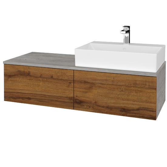 Umyvadlová skříňka MODULE SZZ12 120 umyvadlo Kube - D01 Beton - D27 Cognac - Levé - Ne