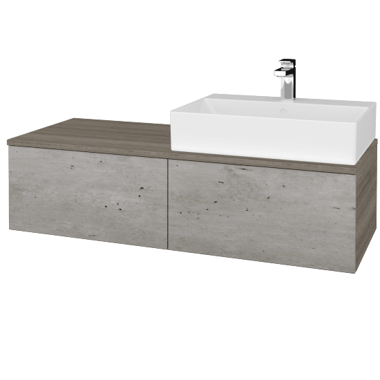 Umyvadlová skříňka MODULE SZZ12 120 umyvadlo Kube - D03 Cafe - D01 Beton - Levé - Ne