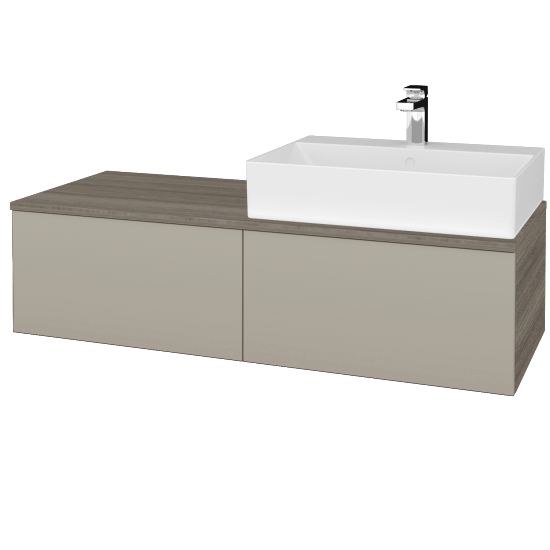 Waschtischunterschrank JOCKAM SZZ12 120 (mit Waschtisch Kube)  - D03 Cafe - L04 Taupe Lack Hochglanz - Links - Nein