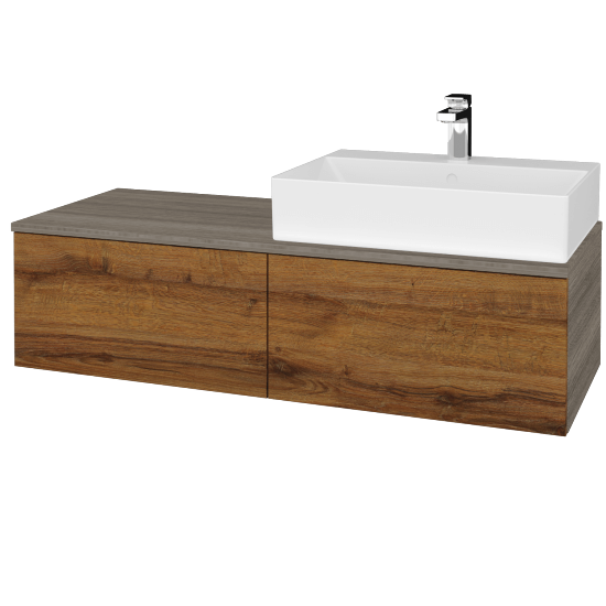 Umyvadlová skříňka MODULE SZZ12 120 umyvadlo Kube - D03 Cafe - D27 Cognac - Levé - Ne