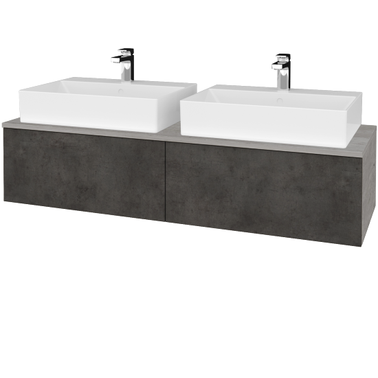 Umyvadlová skříňka MODULE SZZ12 140 umyvadlo Kube - D01 Beton - D16 Beton tmavý - Ne