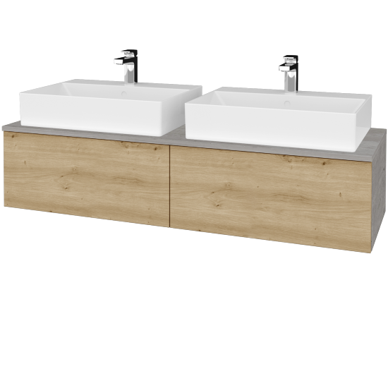 Umyvadlová skříňka MODULE SZZ12 140 umyvadlo Kube - D01 Beton - D22 Karamel - Ne