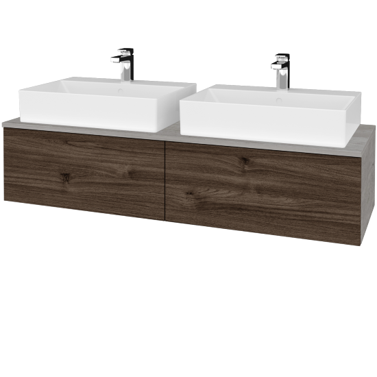 Umyvadlová skříňka MODULE SZZ12 140 umyvadlo Kube - D01 Beton - D25 Teak - Ne