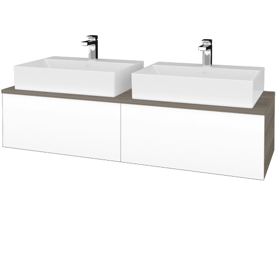 Umyvadlová skříňka MODULE SZZ12 140 umyvadlo Kube - D03 Cafe - L01 Bílá vysoký lesk - Ne