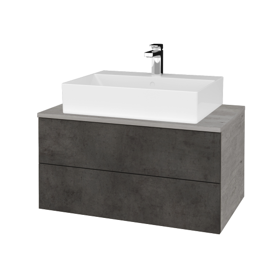 Umyvadlová skříňka MODULE SZZ2 80 umyvadlo Kube - D01 Beton - D16 Beton tmavý - Ne