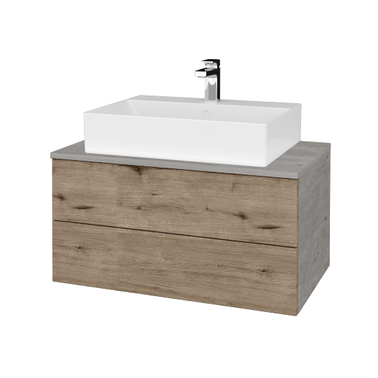 Umyvadlová skříňka MODULE SZZ2 80 umyvadlo Kube - D01 Beton - D23 Herkules - Ne
