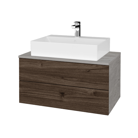 Umyvadlová skříňka MODULE SZZ2 80 umyvadlo Kube - D01 Beton - D25 Teak - Ne