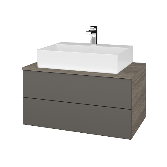 Umyvadlová skříňka MODULE SZZ2 80 umyvadlo Kube - D03 Cafe - N06 Lava - Ne
