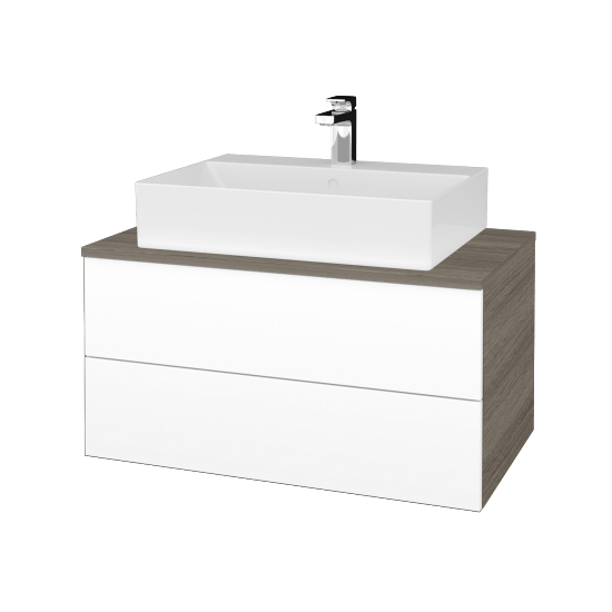 Umyvadlová skříňka MODULE SZZ2 80 umyvadlo Kube - D03 Cafe - M01 Bílá mat - Ne