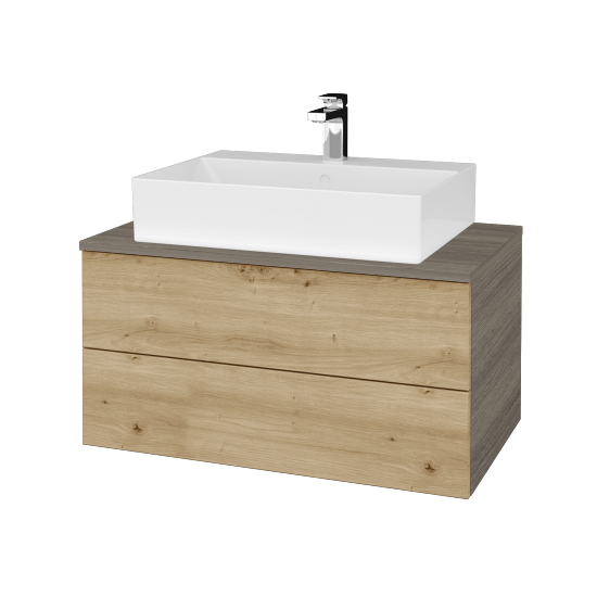 Umyvadlová skříňka MODULE SZZ2 80 umyvadlo Kube - D03 Cafe - D22 Karamel - Ne