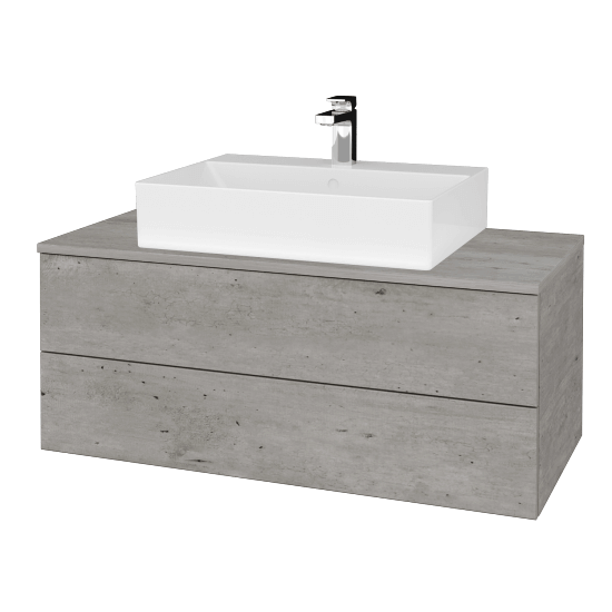 Umyvadlová skříňka MODULE SZZ2 100 umyvadlo Kube - D01 Beton - D01 Beton