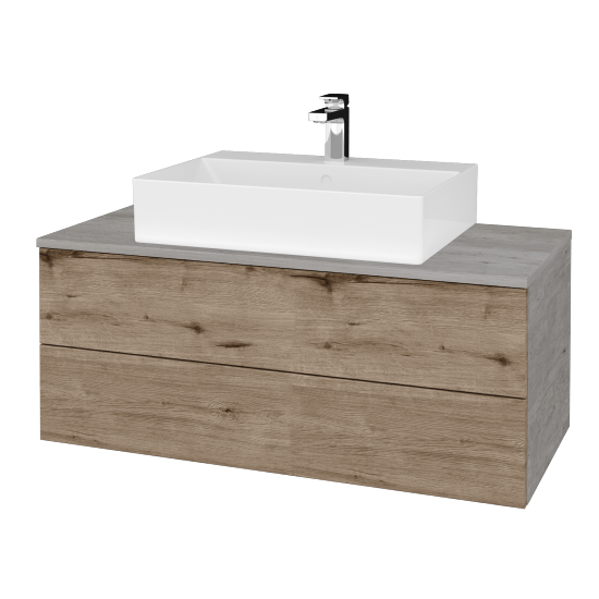 Umyvadlová skříňka MODULE SZZ2 100 umyvadlo Kube - D01 Beton - D23 Herkules - Ne