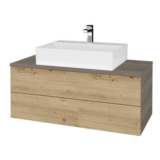 Umyvadlová skříňka MODULE SZZ2 100 umyvadlo Kube - D03 Cafe - D22 Karamel - Ne